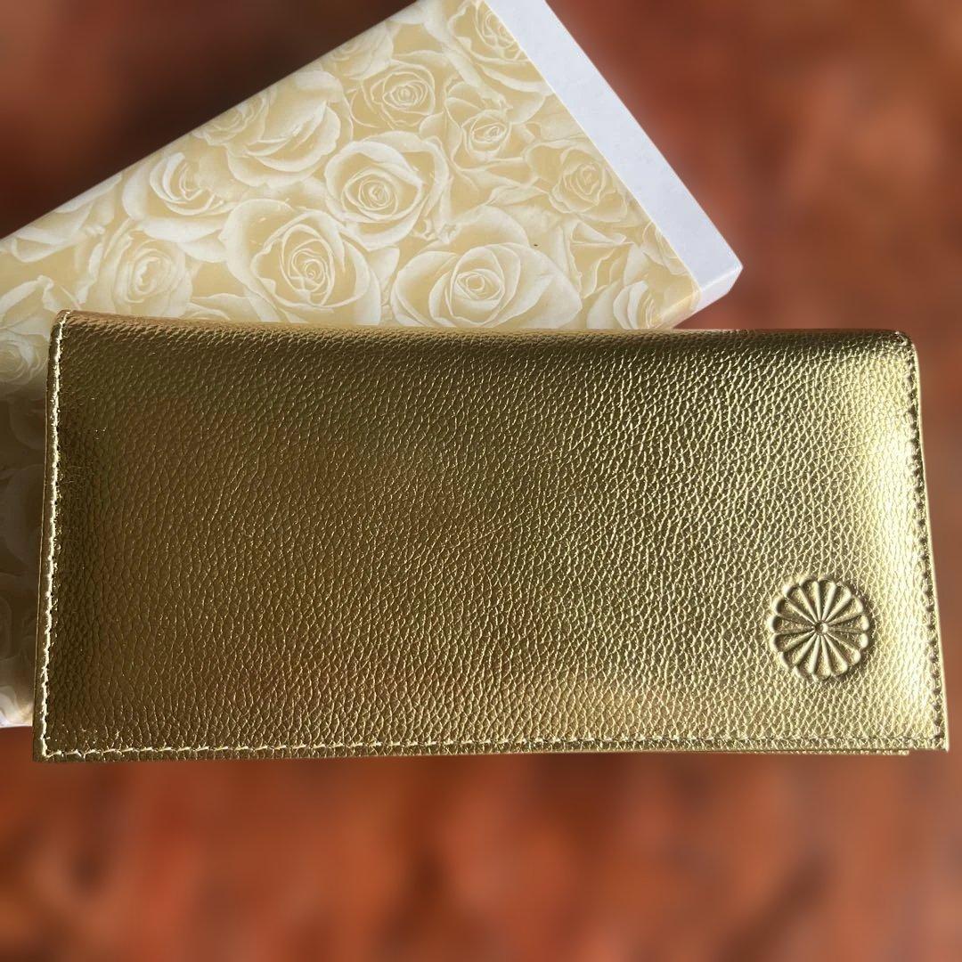 皇居限定 ゴールド 長財布 天然牛革 - メルカリ