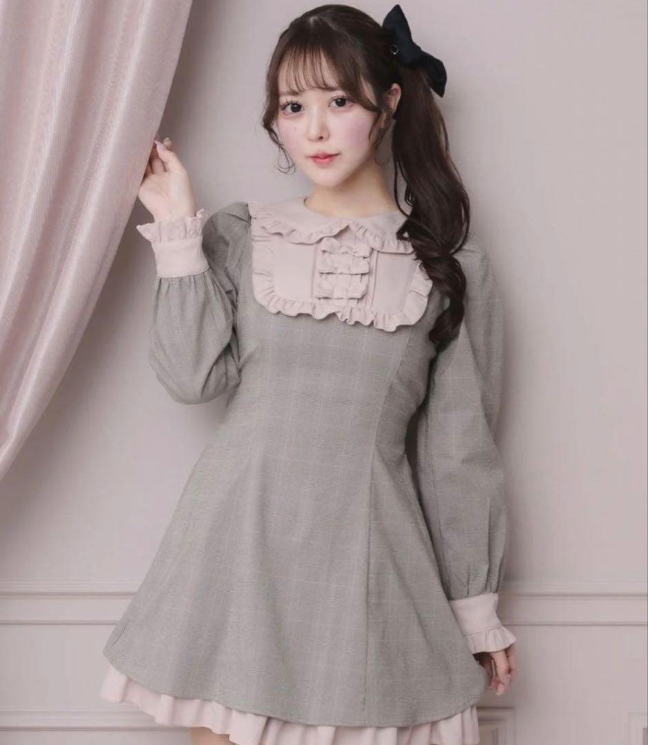 Pium スクエアフリルリボンドーリーワンピース グレーチェック スクエアフリルリボンドーリーワンピース – pium