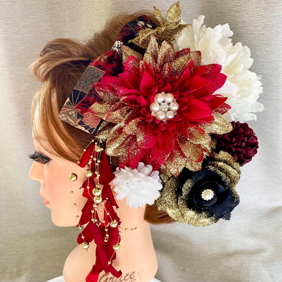 赤黒白　和装髪飾り　振袖髪飾り　成人式髪飾り　色打掛髪飾り　結婚式髪飾り 赤白黒 和装髪飾り 着物髪飾り 振袖髪飾り 色打掛髪飾り 成人式髪飾り