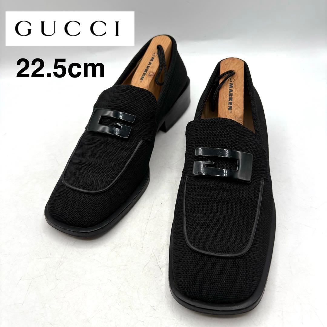 大人気✨ GUCCI ファブリック ヒール ローファー 【36C】 黒 Gロゴ 大人気✨ GUCCI ファブリック ヒール ローファー 【36C】 黒 Gロゴ