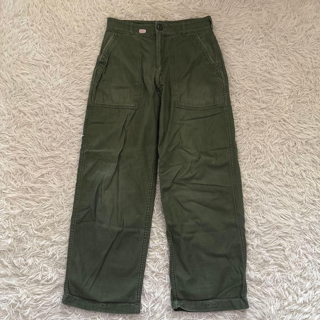 60s US ARMY OG-107 ベイカーパンツ　ジッパー 稀少 アルミジップ ! 米軍 実物 OG-107 60s US ARMY コットン サテン