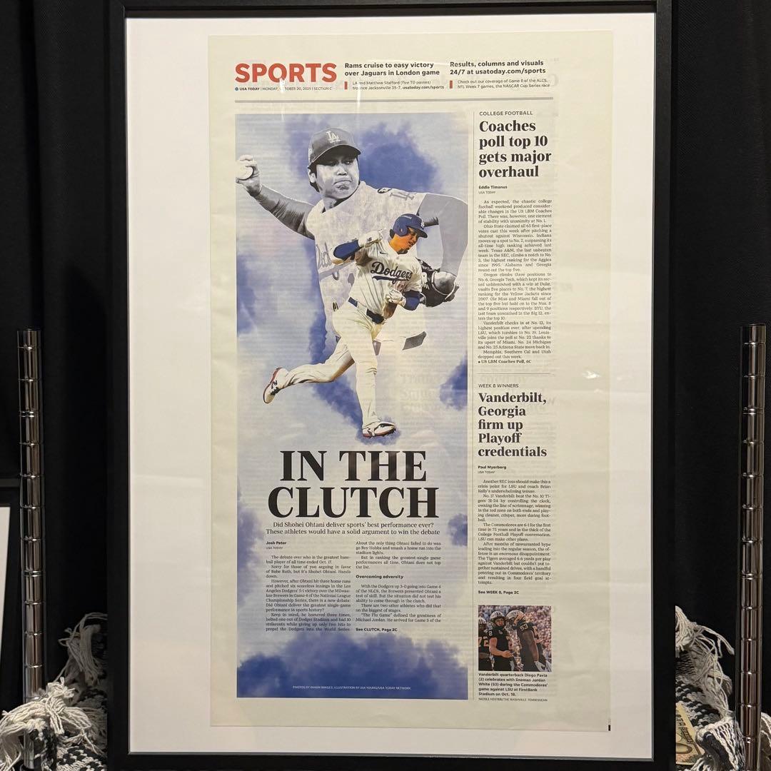 超激レア！USA Today【ドジャース 大谷翔平 伝説の試合】額縁入り　② 大谷翔平モデル 海外取寄 額入りコラージュフレーム ロサンゼルス