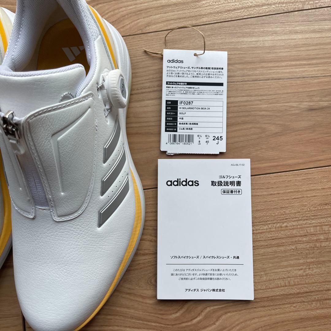 adidasレディースソーラーモーションボア ゴルフシューズ 24.5cm 白