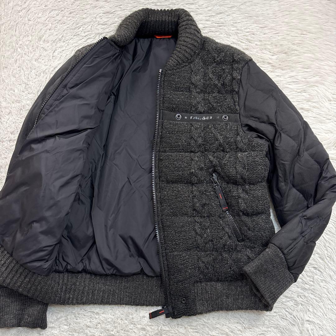 美品 DIESEL ディーゼル ニット切り替え ダウンジャケット MA-1型