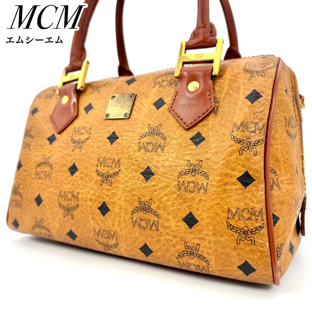 ✨美品✨MCM ミニボストン ハンドバッグ ロゴプレート 総柄 旅行バッグ 茶 ✨美品✨MCM ミニボストン ハンドバッグ ロゴプレート 総柄 旅行バッグ