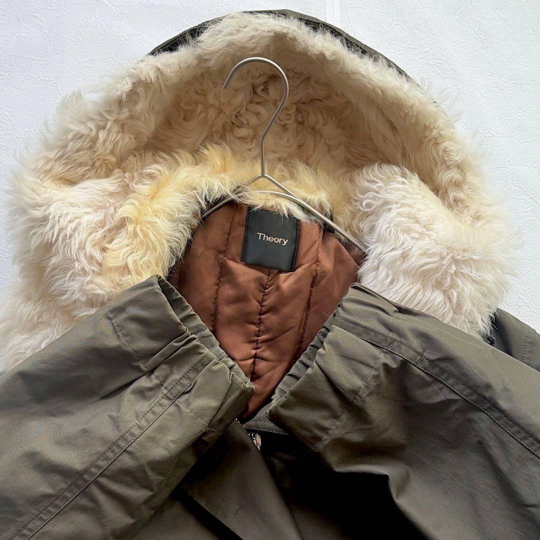 Theory セオリー リアルファー付き モッズコート S カーキ 中綿ライナー