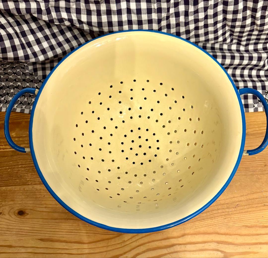 ◇希少美品♡イギリスアンティーク ホーローコランダー クリーム