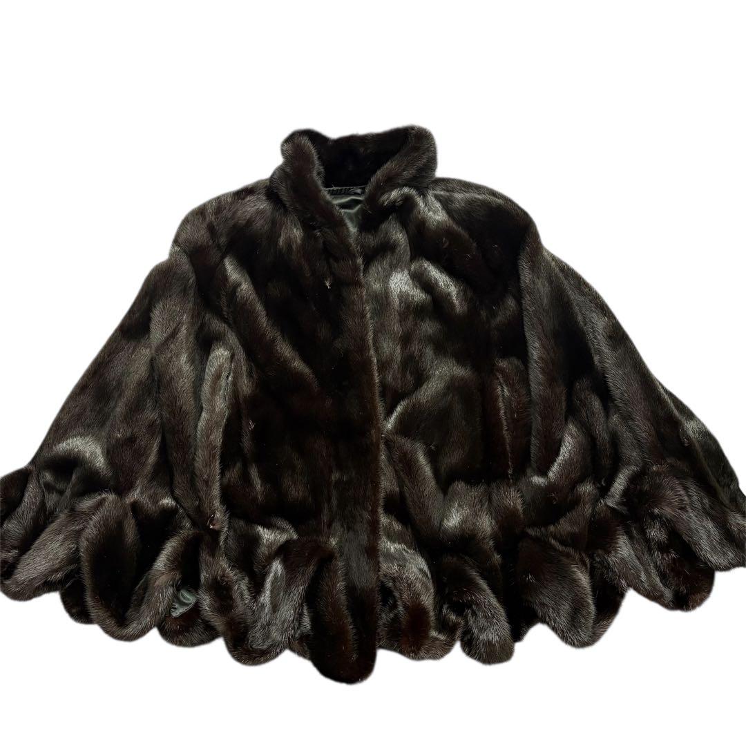 SAGA MINK サガミンク 毛皮 スカラップ ケープ ポンチョ SAGA MINK ミンク ポンチョ・ケープコート グレーSAGA MINK サガミンク