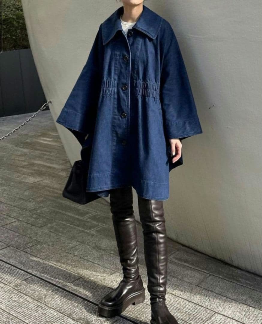 【タグ付き】未使用✨CLANE デニムケープコート　インディゴ 定価3.7万 CLANE - デニム ケープ コート - DENIM CAPE COAT INDIGO | ADDICT WEB