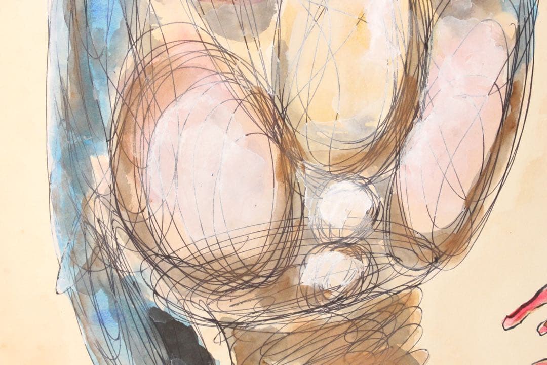 No5086 額装　ヘンリー杉本　人物　顔　大日本　いろはにほへと　送料無料