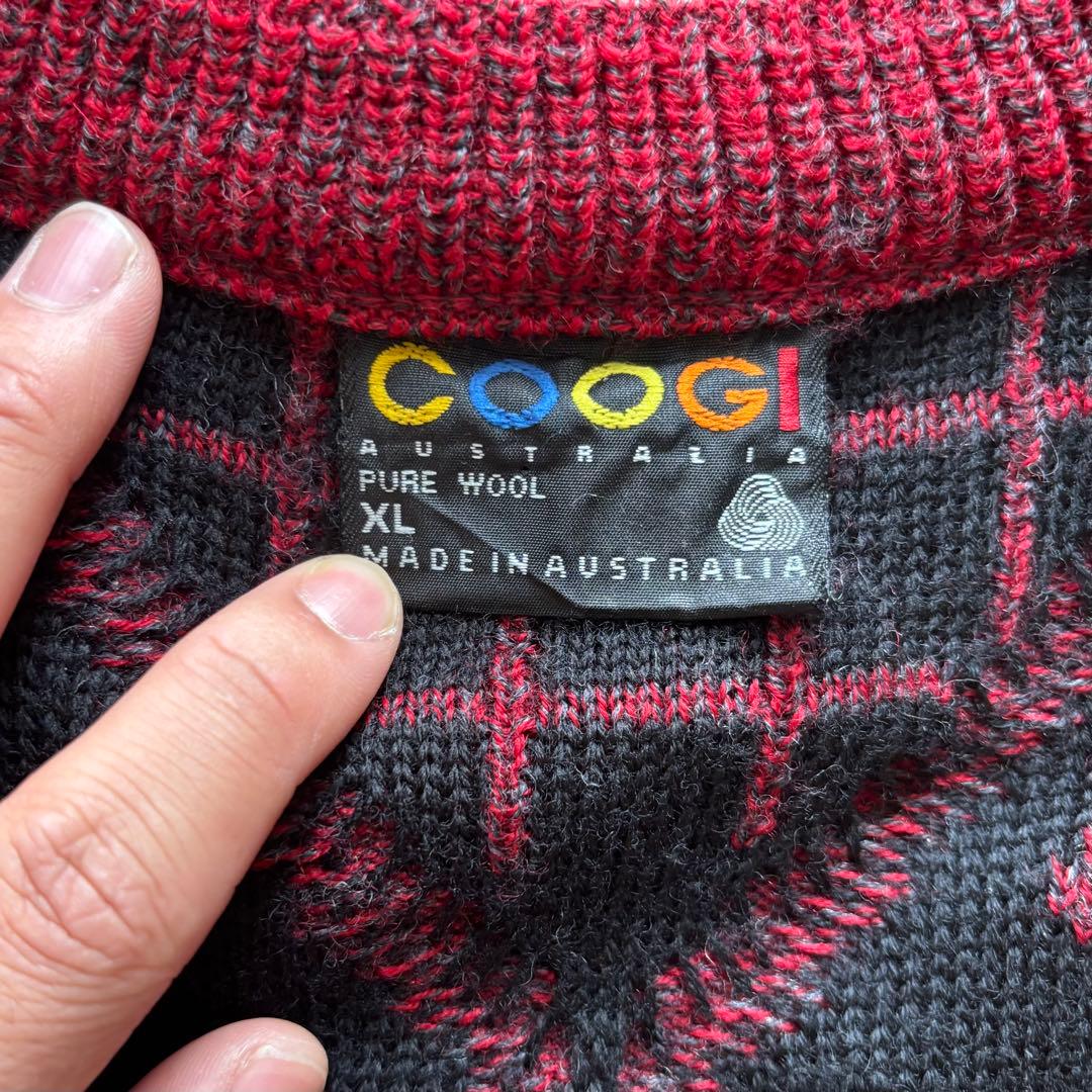 COOGI ウールカーディガン XL 赤黒