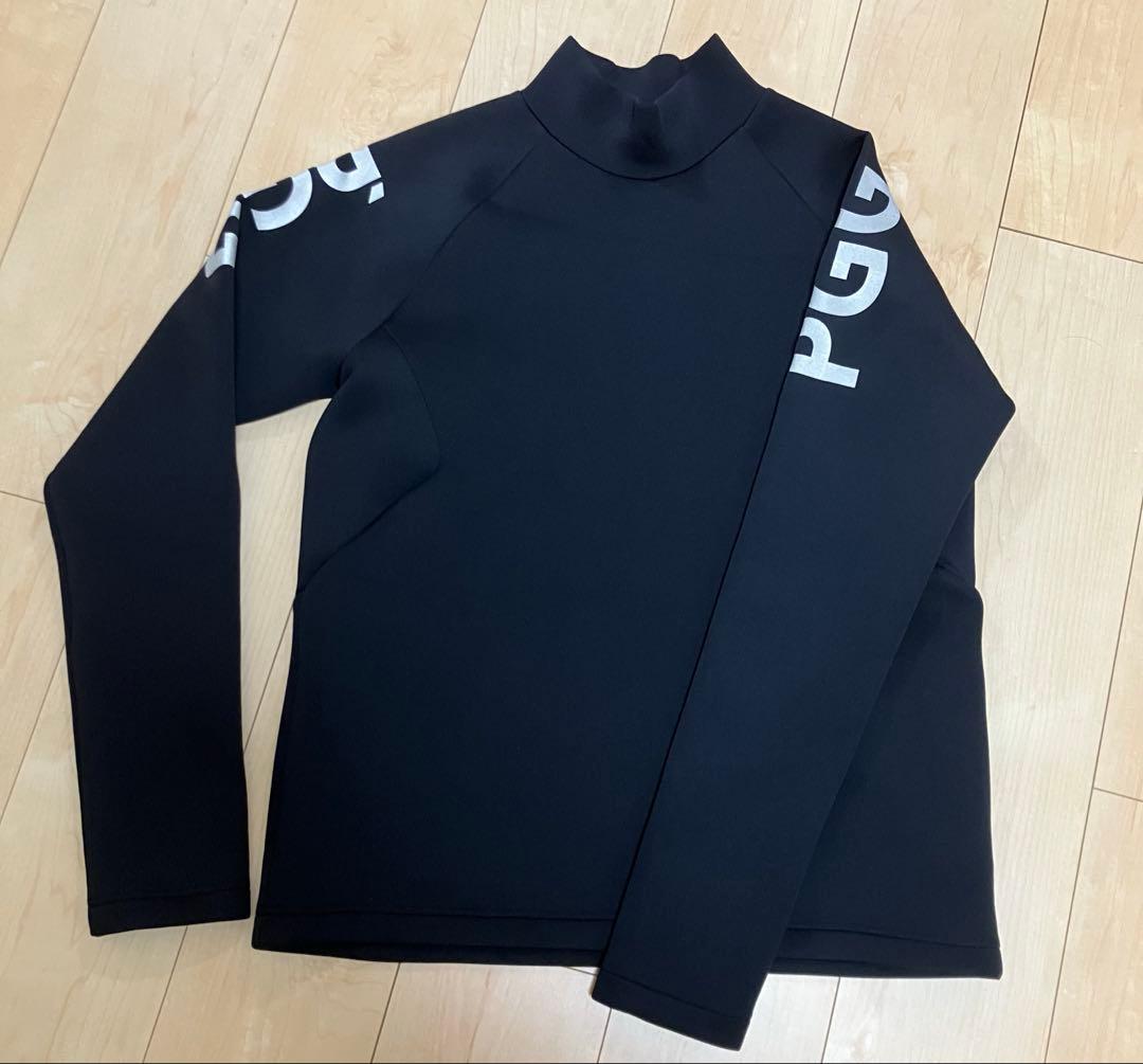 【美品】PGG パーリーゲイツ　ダンボールニット　モックネック　シャツ　黒　厚手 美品】PGG パーリーゲイツ ダンボールニット モックネック シャツ 黒