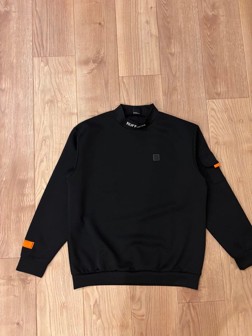 ラフロッグ バックフレームロゴモックネックシャツ M ブラック