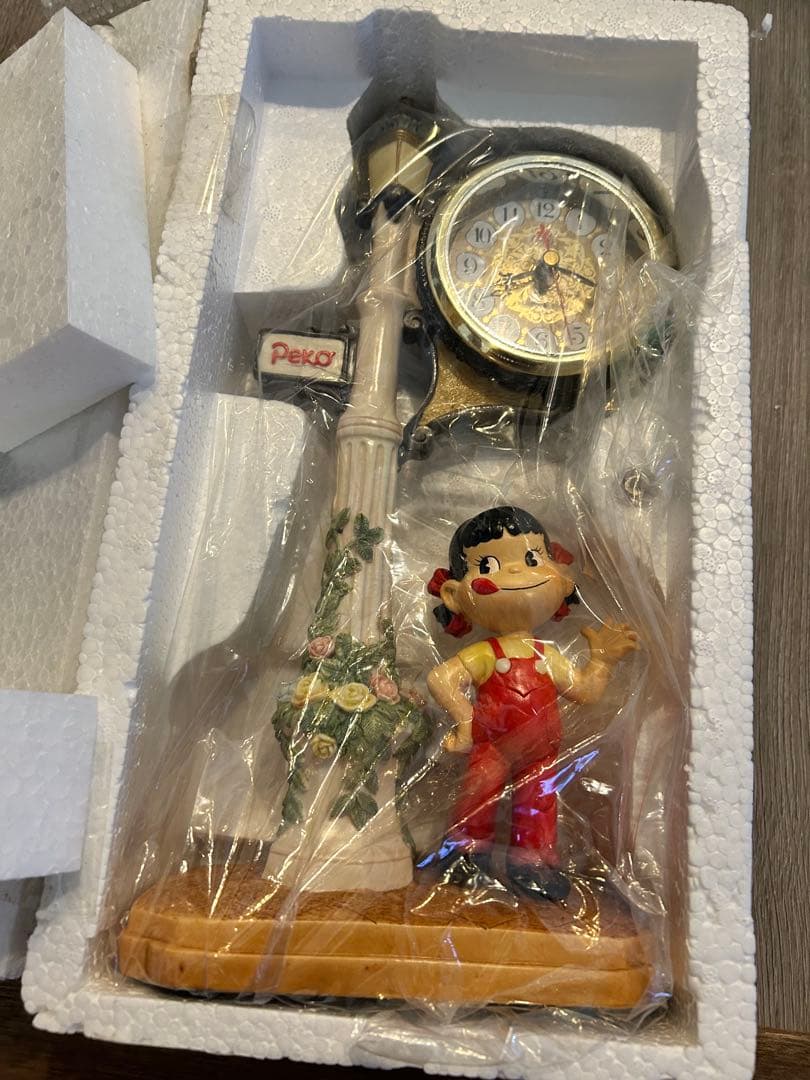 週末のみセール　不二家　ペコちゃん　陶器置き時計　新品　未使用　箱付き　非売品 週末のみセール 不二家 ペコちゃん 陶器置き時計 新品 未使用 箱付き