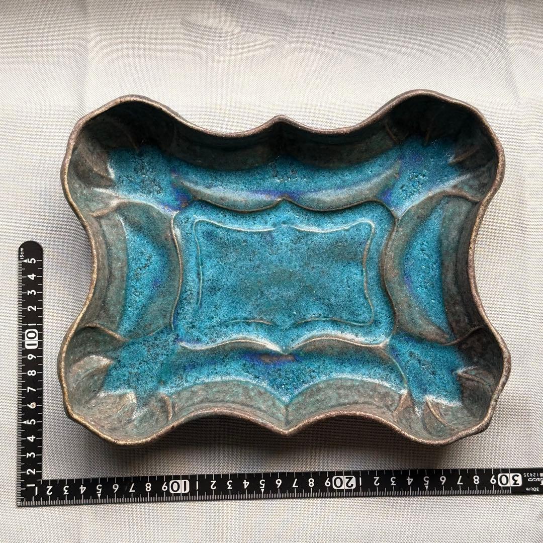 藤原純さん レア角皿 藤原純】 スクエア 正方皿 S 黒/白/青 | 緋色の商店街