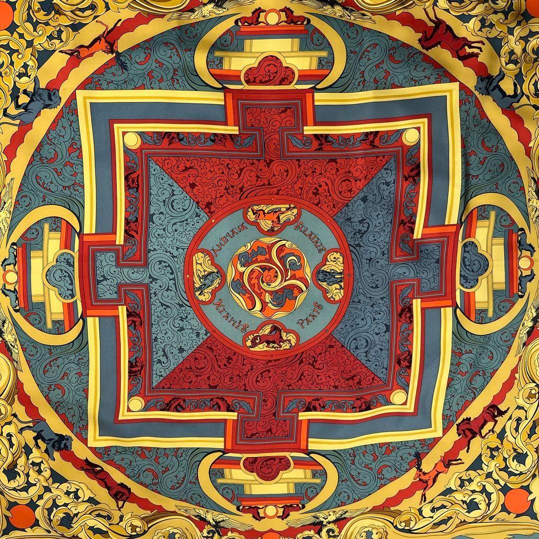 HERMES エルメス スカーフカレ90 シルク 太陽の動物たち - 小物安く