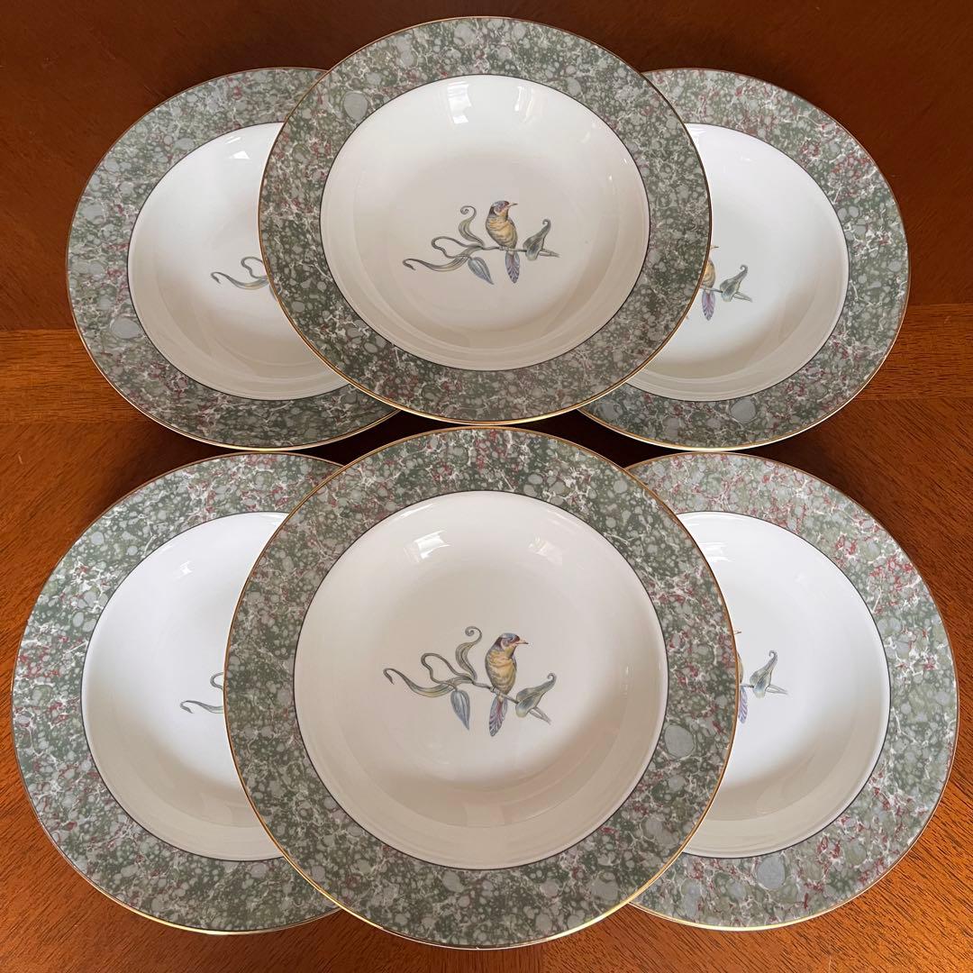 【黒壺美品】ウェッジウッド★ハミングバード★深皿　6枚 ウェッジウッドハチドリカップ＆ソーサー黒壺