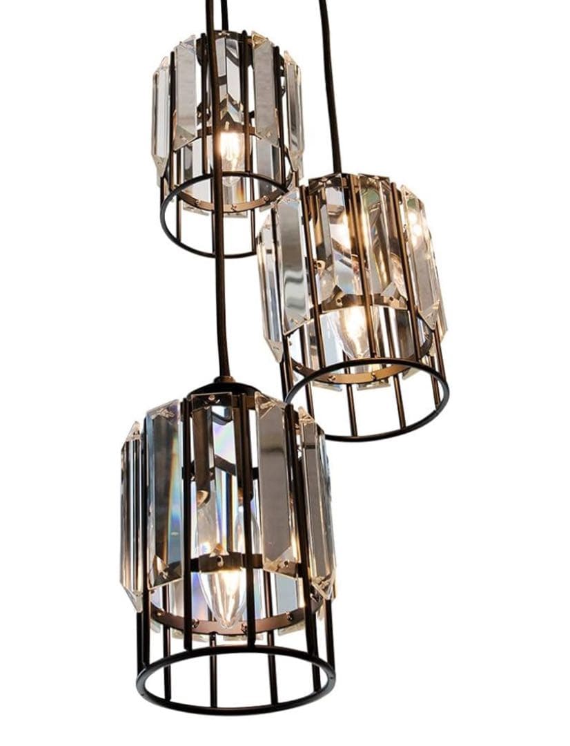 3灯ペンダントライト カットガラス ブラック ペンダントライト 3灯 LED対応 ガラス おしゃれ 人気 長さ調整