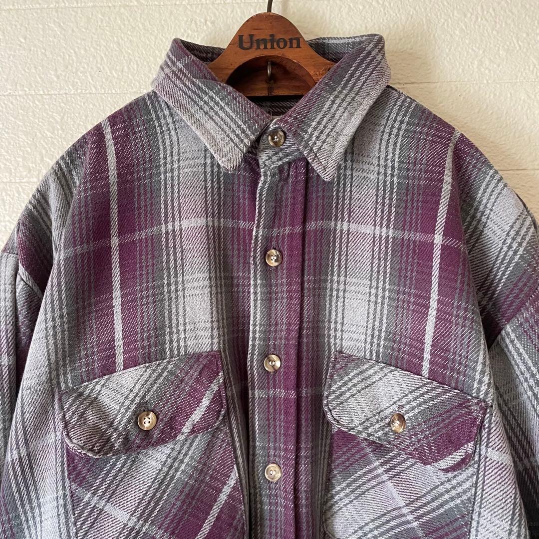 90s FIVE BROTHER フランネルシャツ XL 古着 90s USA製 FIVE BROTHER ブルー × ブラック ブロック チェック