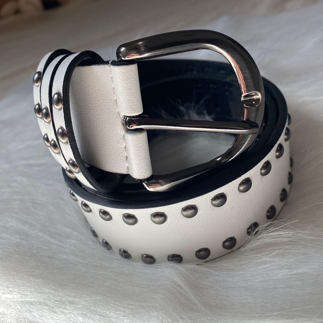 スタッズベルト 白 y2k sk8 スケーター ベルト 平成 ホワイト 男女兼用