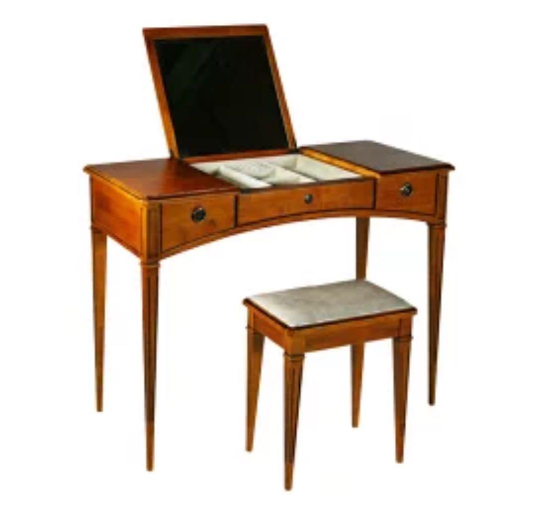 ドレッサースツールセット 2口コンセント付き 全身ミラーになる すき間ドレッサー スツールセット