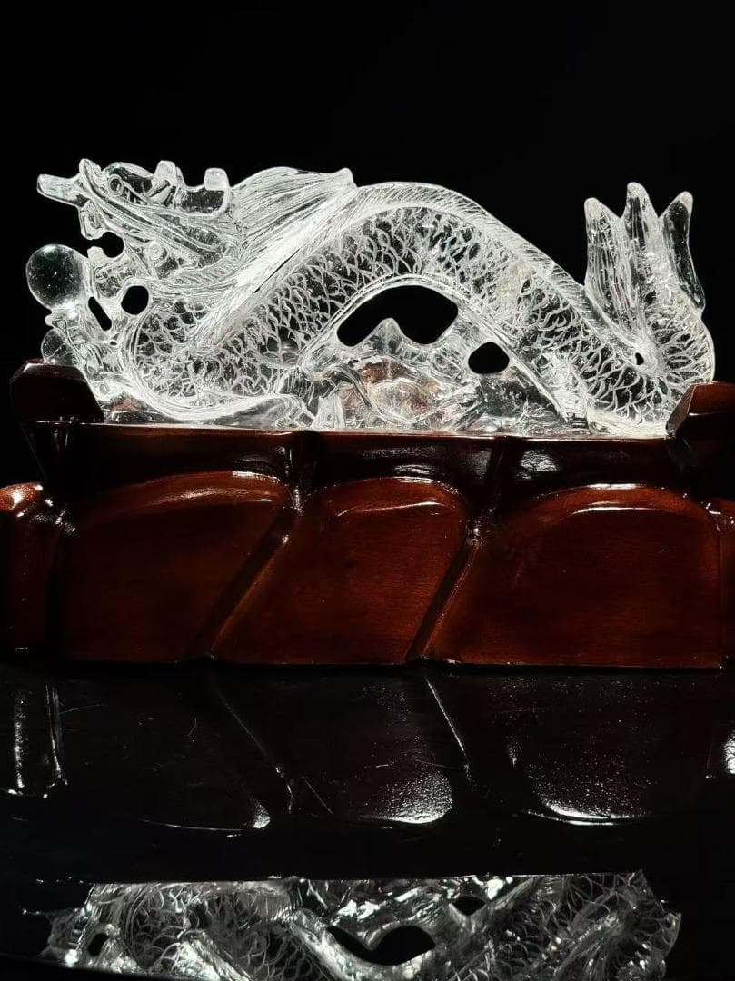 天然石 水晶 龍 彫刻置物 パワーストーンF.160