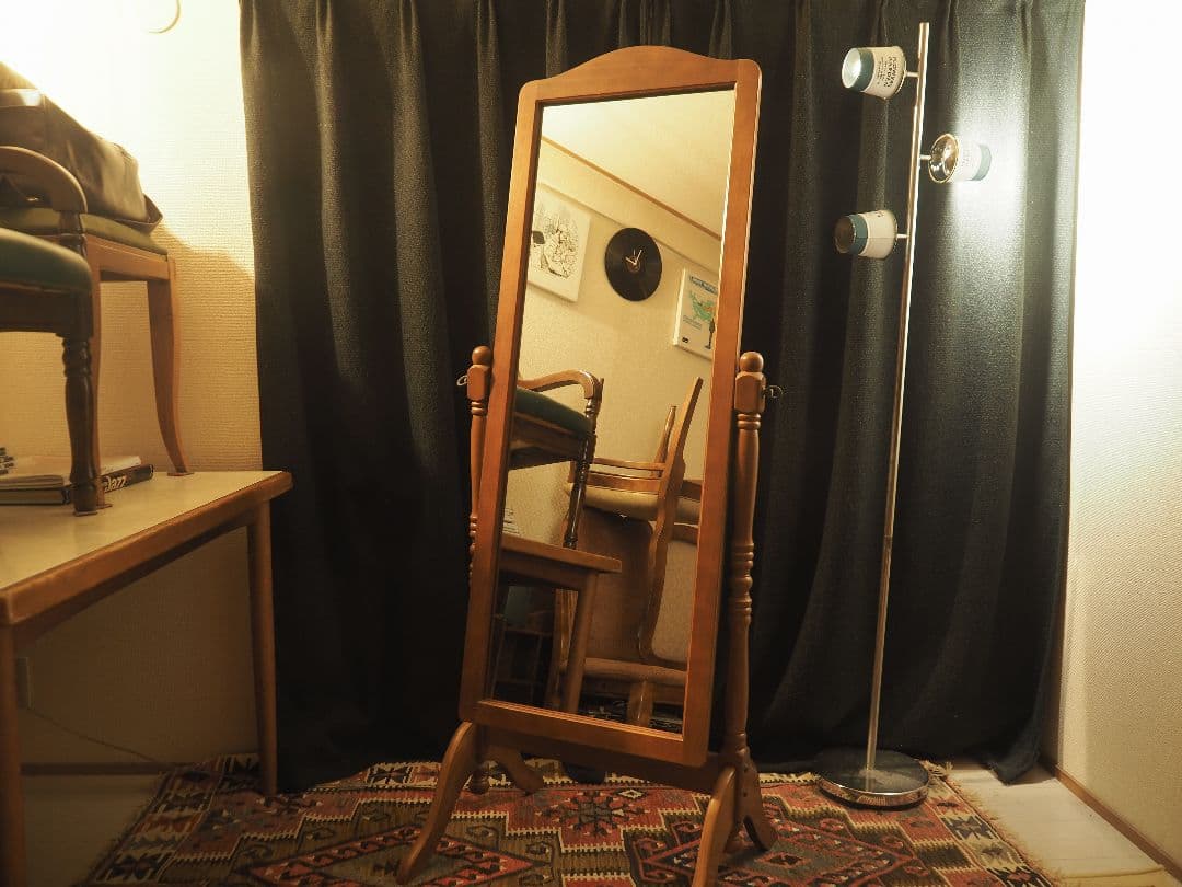 【値引中】ヴィンテージスタンドミラー KAGUWORLD 大型ミラー 姿見 鏡 スタンドミラー 180×80 180cm 全身鏡
