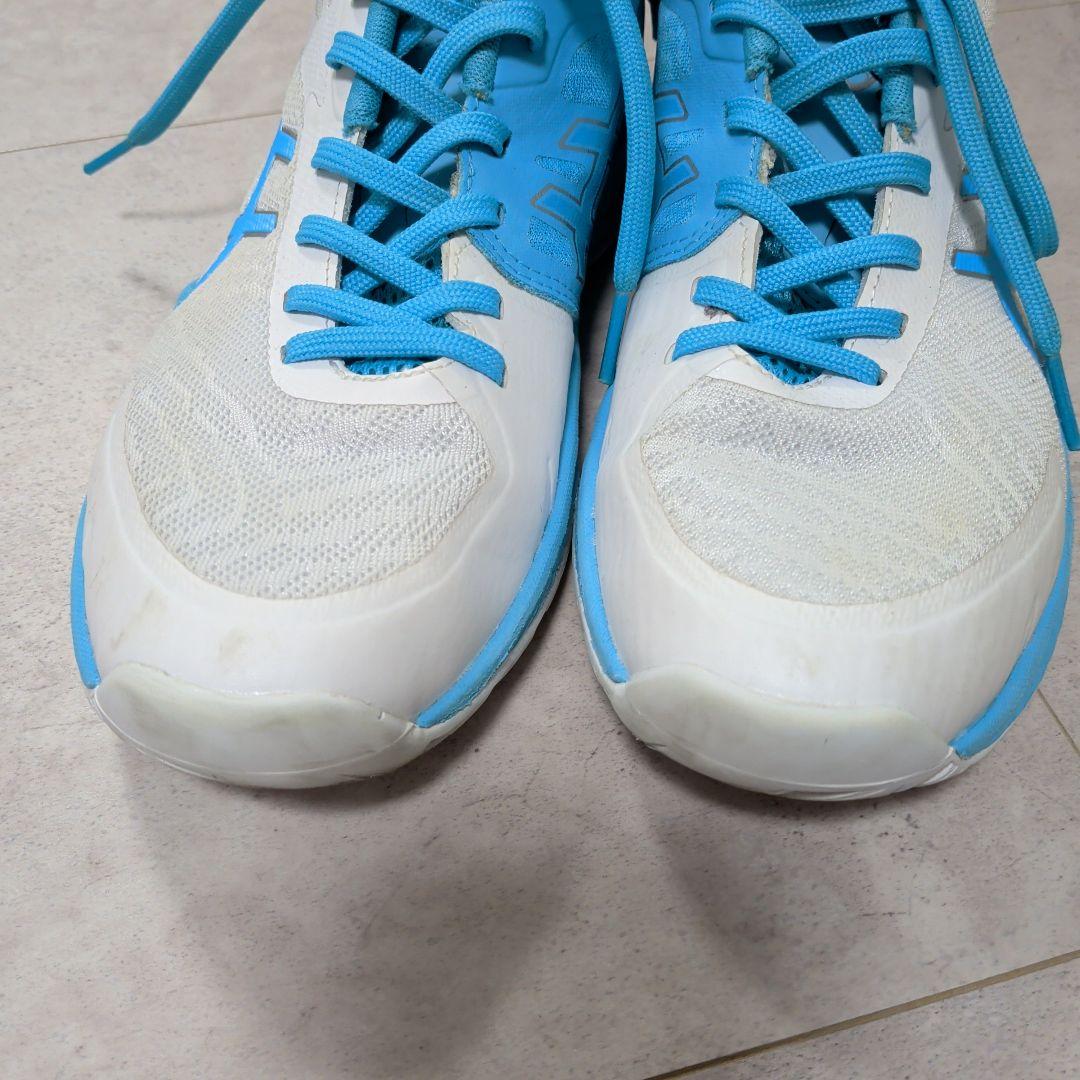 アシックス バレーボールシューズ オリジナルデザイン白×水色×銀 23.5cm