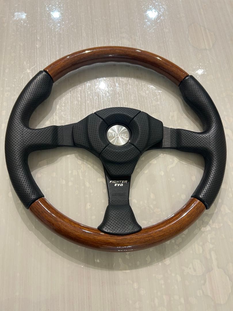 momo FIGHTER EVOステアリングホイール ハンドル ウッドコンビ FIGHTER EVO LEATHER&WOOD （F-34)