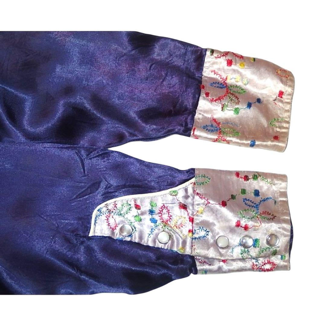 ▪️70s MWG レーヨン ウエスタンシャツ 切り替え 白 紫 70年代 - メルカリ