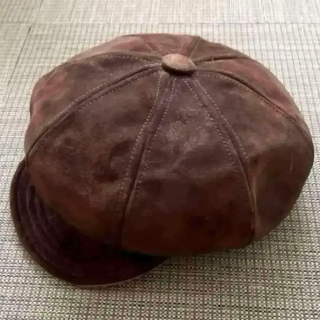 ★USA製 NEW YORK HATキャスケット スウェードレザーダークブラウン NEW YORK HAT（ニューヨークハット） 帽子 キャスケット メンズ