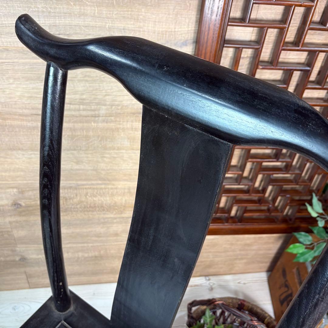 中国年代物アンティークビンテージ木製チェア黒インテリア家具椅子飾り