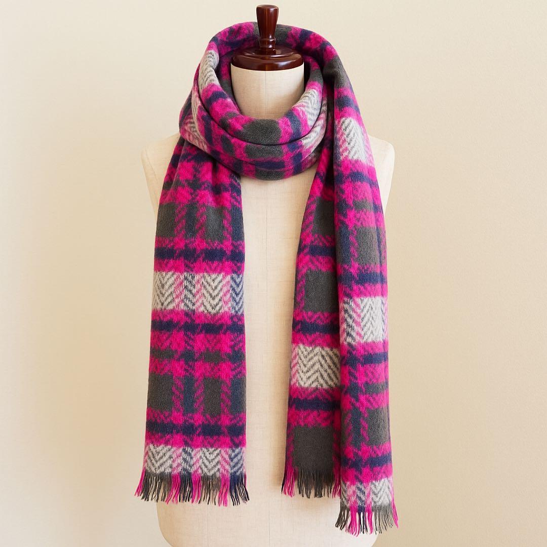 ÉPICE エピス 大判ウールストール ピンクチェック