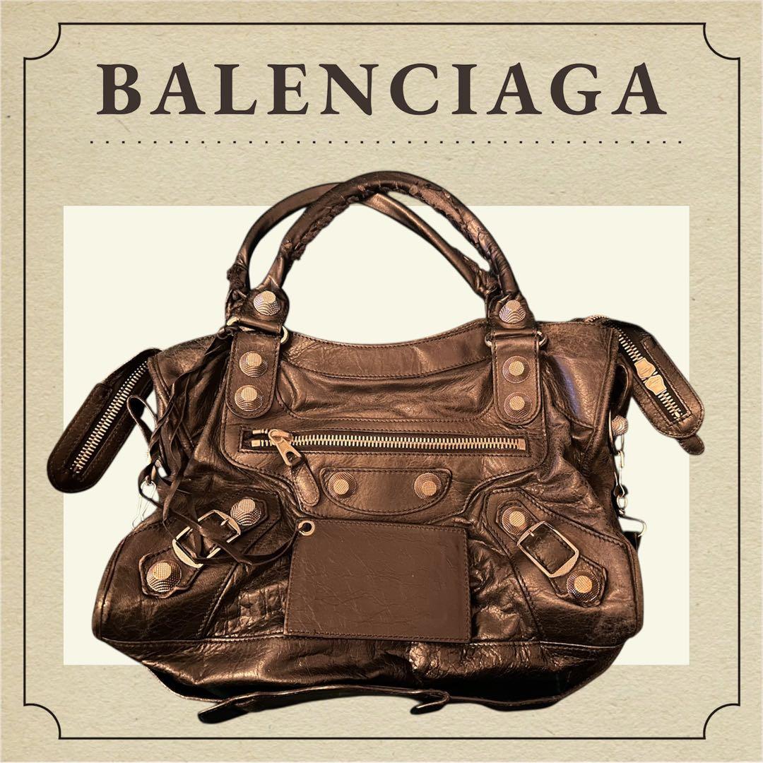 BALENCIAGA ブラウンレザーショルダーバッグ BALENCIAGA Neo Classic City Mini Croc Top Handle Shoulder Bag Brown