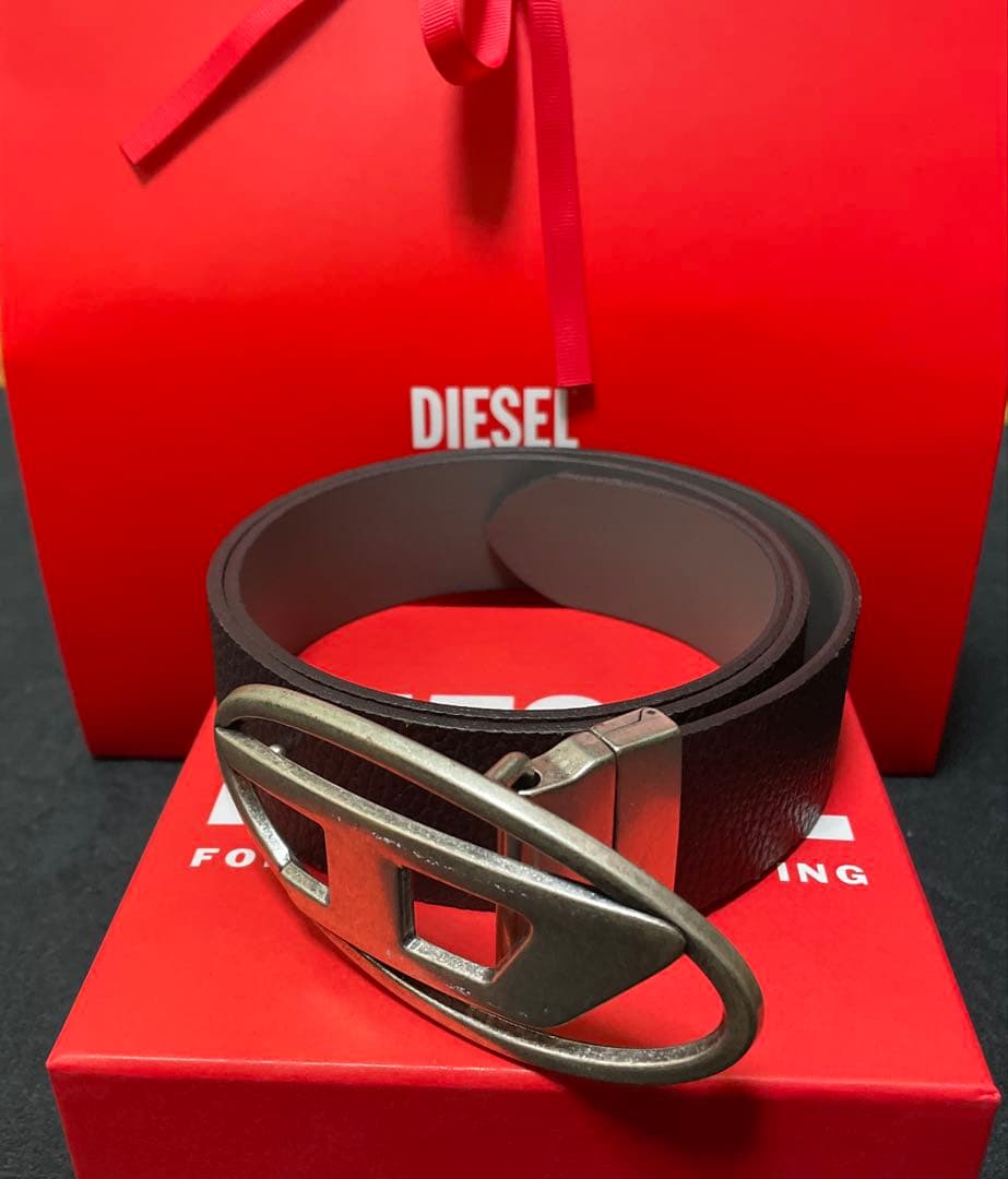 DIESEL ブラウンレザーベルト　正規品タグ有り　 最終値下げ‼️ 楽天市場】DIESEL ディーゼルメンズ ベルトエンド デボス加工ロゴ
