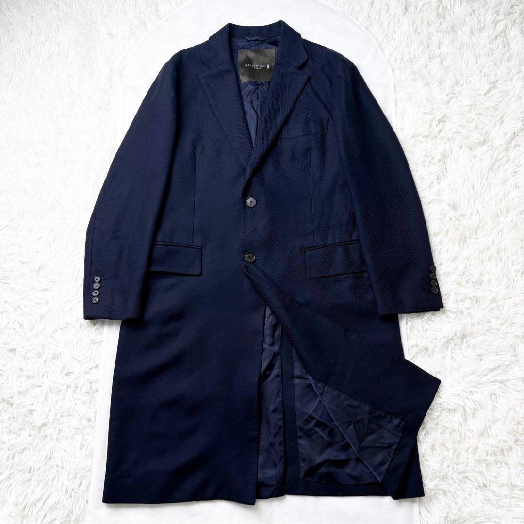 マッキントッシュ ロングコート チェスターコート ネイビー 裏地総ロゴ Mackintosh（マッキントッシュ） コート メンズ メルトンコート