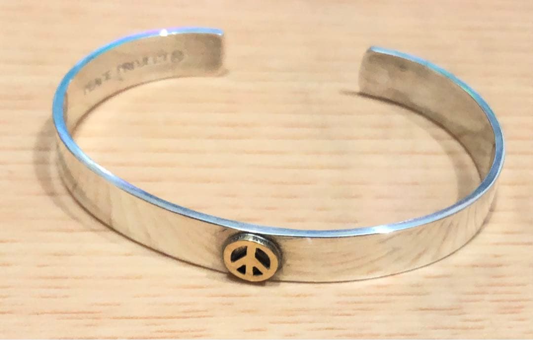 jam  made ピースマーク 平打ち バングル イエローゴールド JBR081K18Y)平打ちFORGING（鍛造）バングルL-K18イエローゴールド