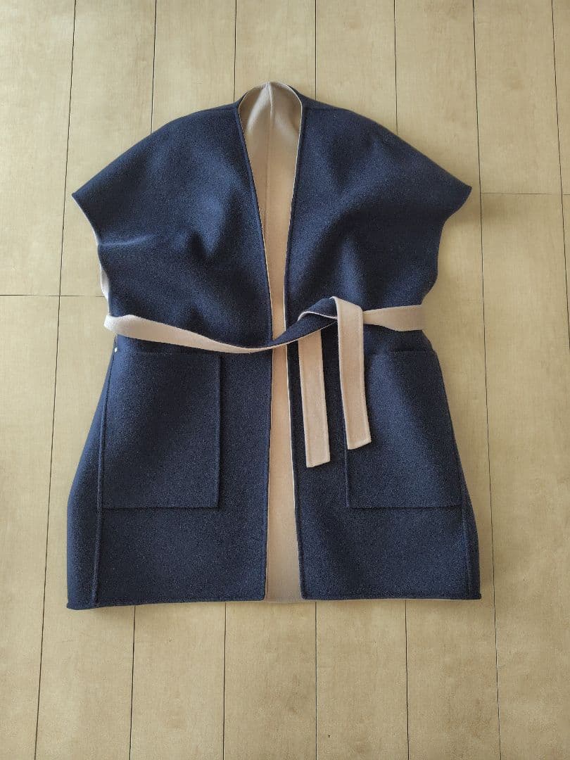 ななこ☆Drawe☆ リバーシブル ジレコート ネイビー ベージュ 36 ななこ様専用☆Drawe☆ リバーシブル ジレコート ネイビー ベージュ 36