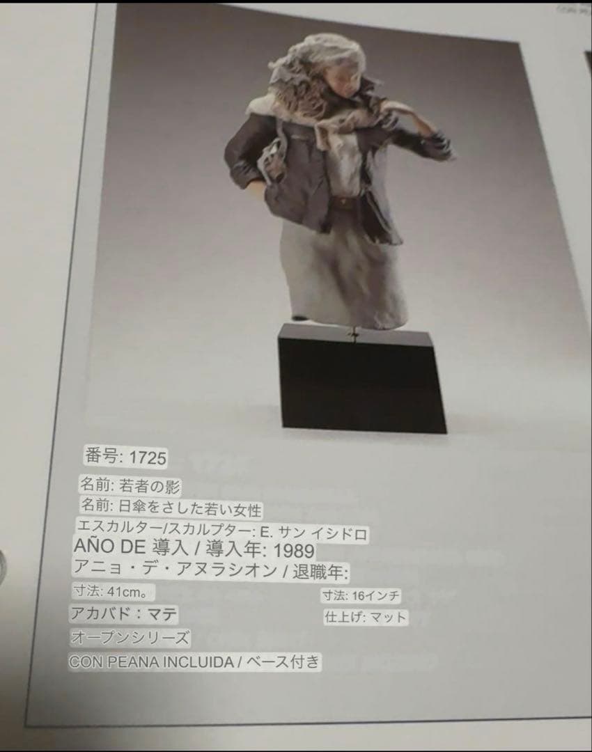 1989年 LLADRO リヤドロ ゴジャスカシリーズ 傘を持つ女 置物 夕*ぎ様