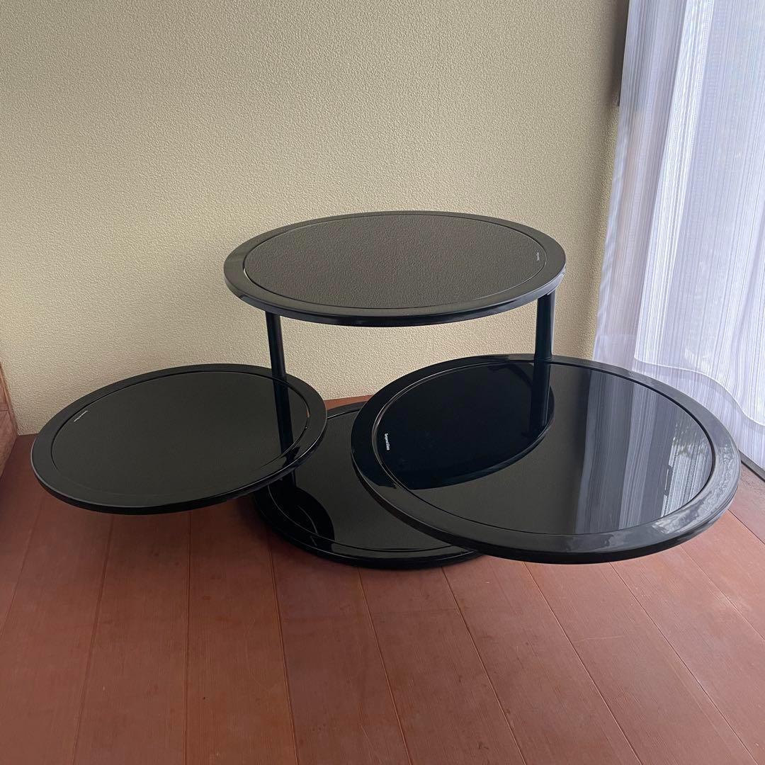 北欧レトロ ミッドセンチュリー 4段ラウンドテーブル ガラスサイド