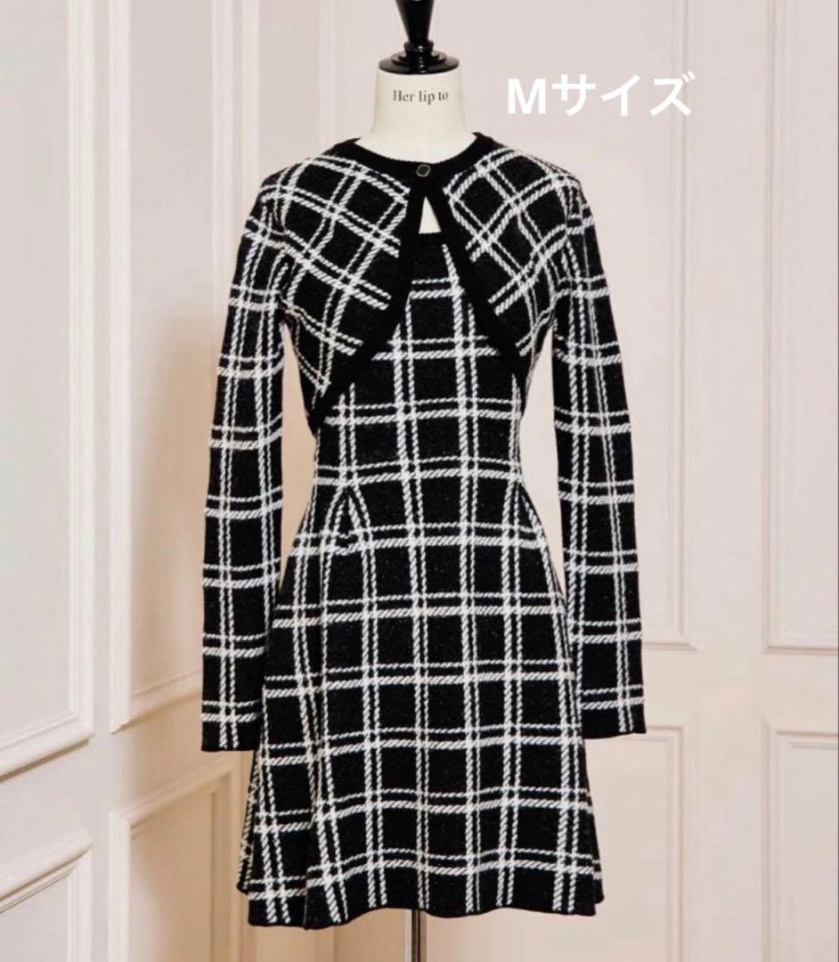 Herlipto Pantheon Checked Knit Dress M 黒 - メルカリ