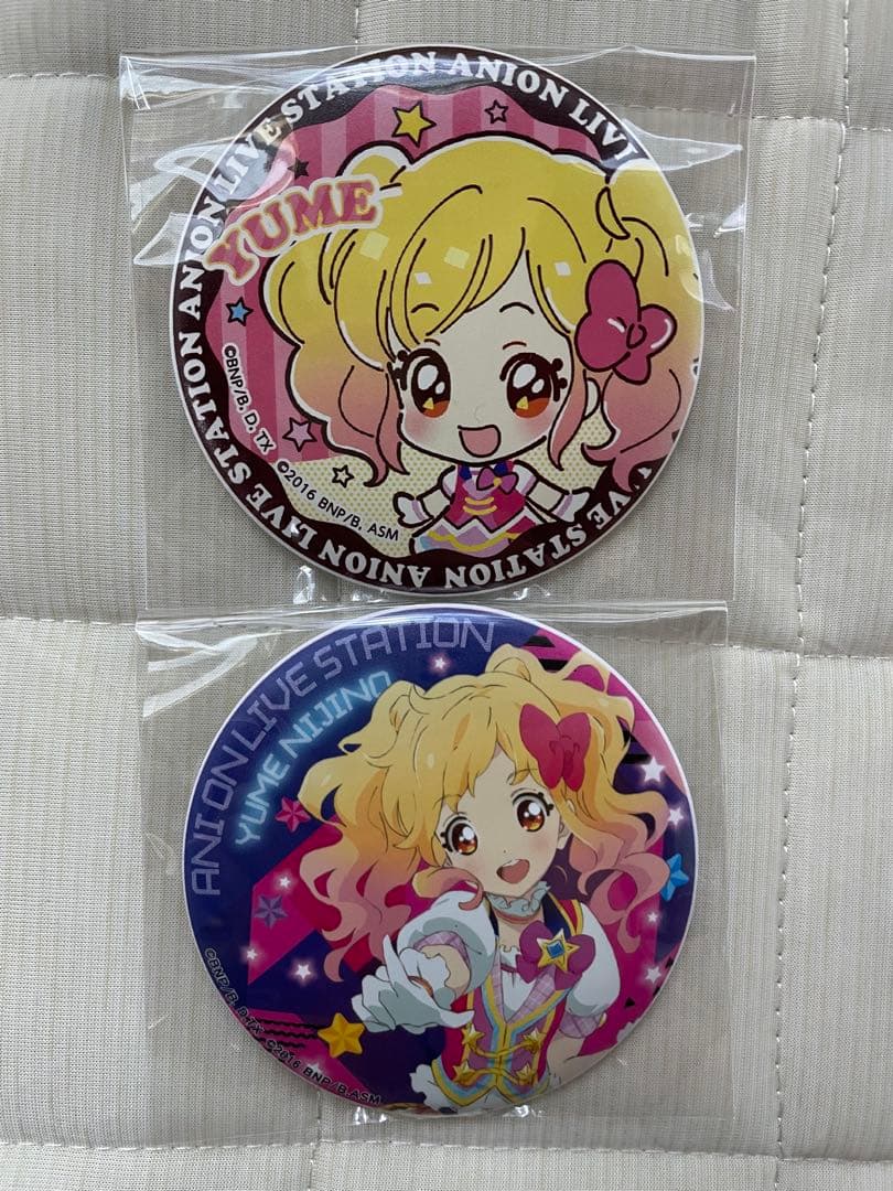 アイカツスターズ　虹野ゆめ　アニON マグネット付缶バッジ アイカツスターズ 虹野ゆめ アニON マグネット付缶バッジ ゆめ】アイ