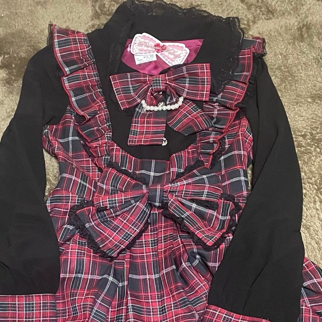 ダブルりぼんチェックレイヤード風ワンピースmars