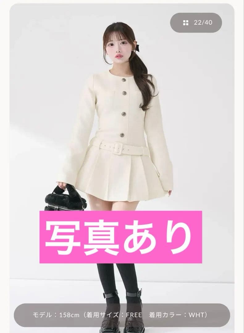 う*ゆ様 ボックスプリーツツイードミニワンピース　Darich ダーリッチ　ホワ う*ゆ様 ボックスプリーツツイードミニワンピース Darich ダーリッチ