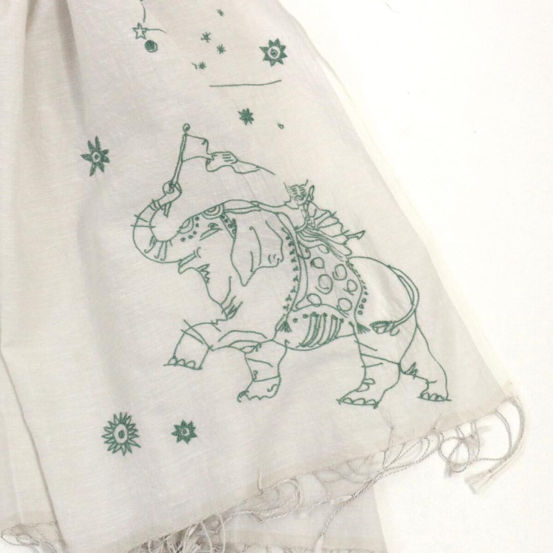 ヨーガンレール 19SS コットンシルク象刺繍スカーフ / ストール Jurgen