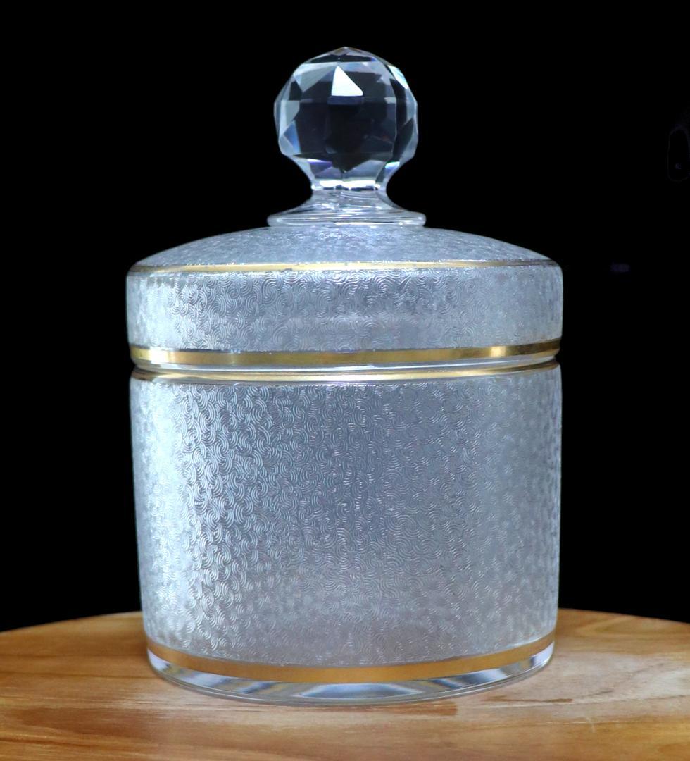 オールド・バカラ 春海商店特別注文品 青海波模様 金彩 蓋物 大サイズ 小物入れ オールド・バカラ 春海商店特別注文品 青海波模様 金彩 蓋物 大サイズ