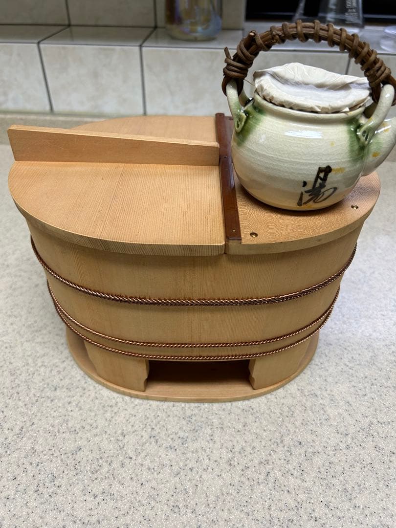 湯豆腐セット　中川木工芸 小判型湯豆腐桶