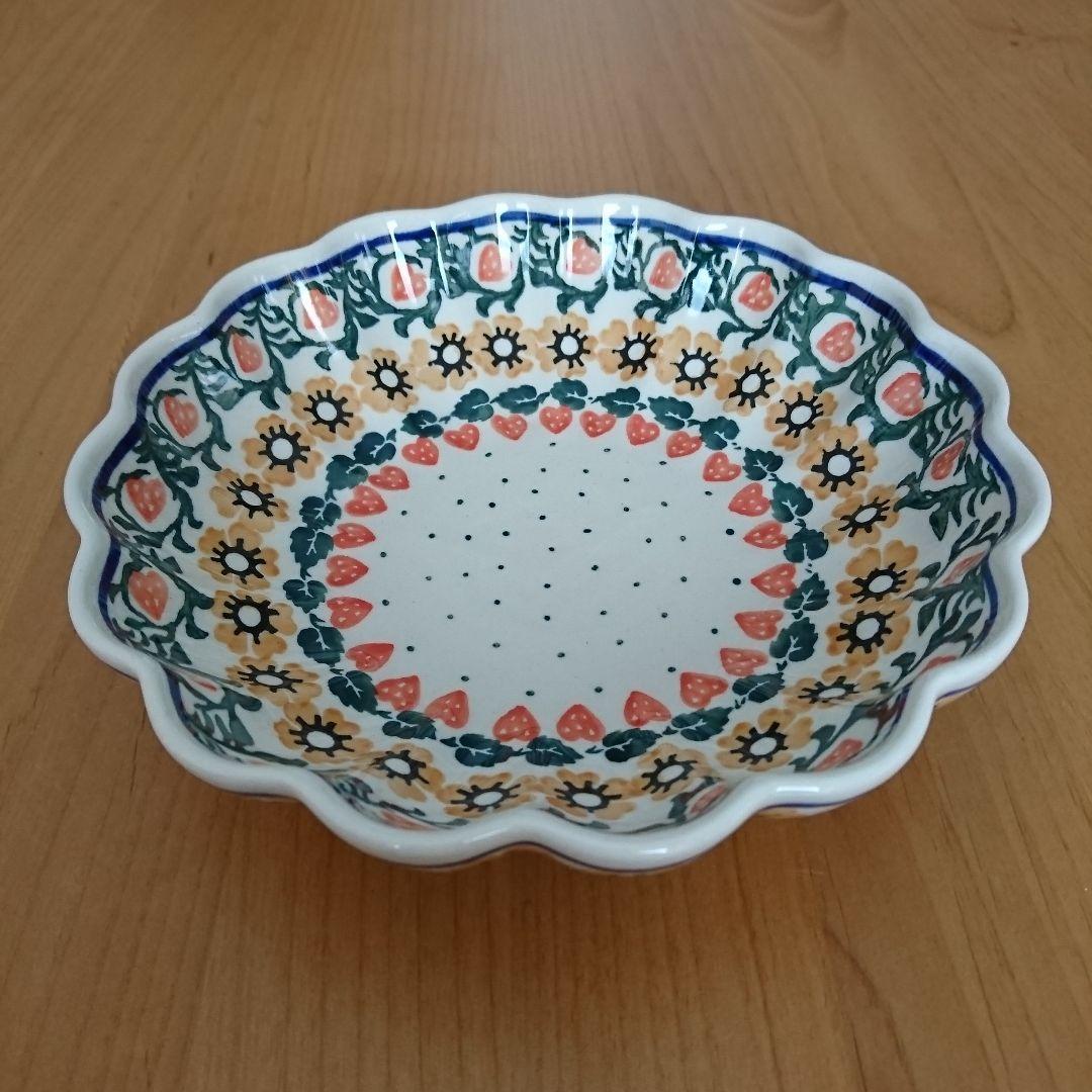 ポーリッシュポタリー 波縁ボウル 大 (イチゴ) 新品】 ポーランド食器 ポーリッシュポタリー ボウル 13cm 小どんぶり