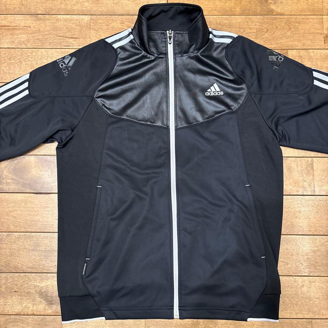 極美品】アディダス ジャージ上下 セットアップ ジップアップ レザー調 O