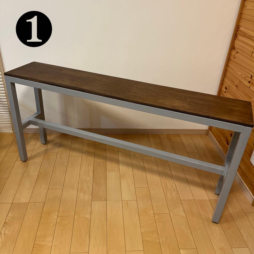 天板木製 作業台 鉄脚テーブル リメイク 古い天板を利用し脚を作りダイニングテーブル兼作業台へリメイク